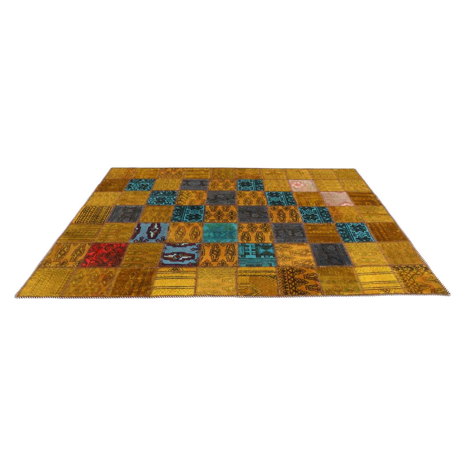Price and Buy vintage Persian Hand-Knotted Patchwork Carpet Golden - Image 3