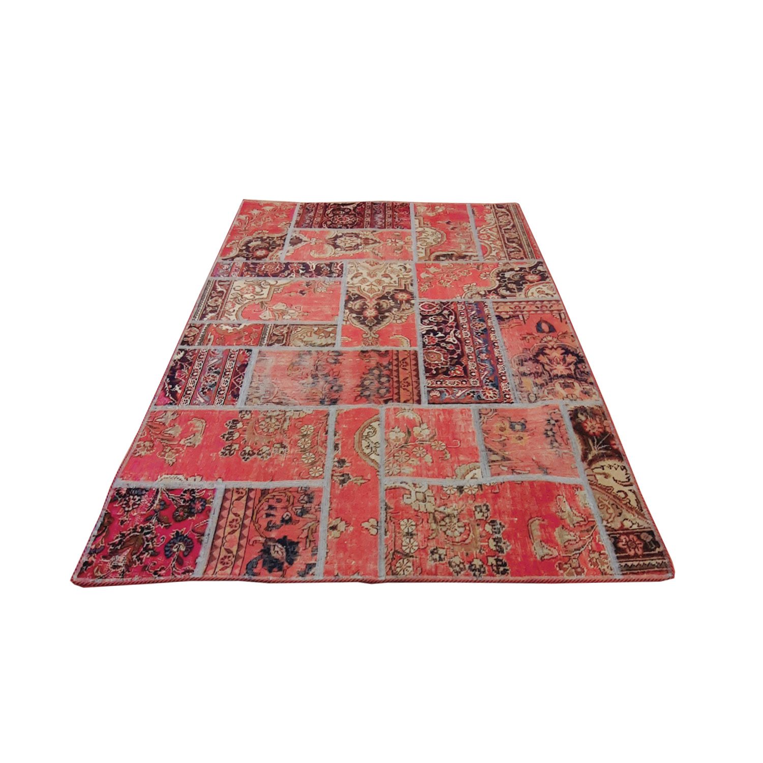 Price and Buy Vintage Persian Hand-Knotted Patchwork Carpet Magenta - Image 3