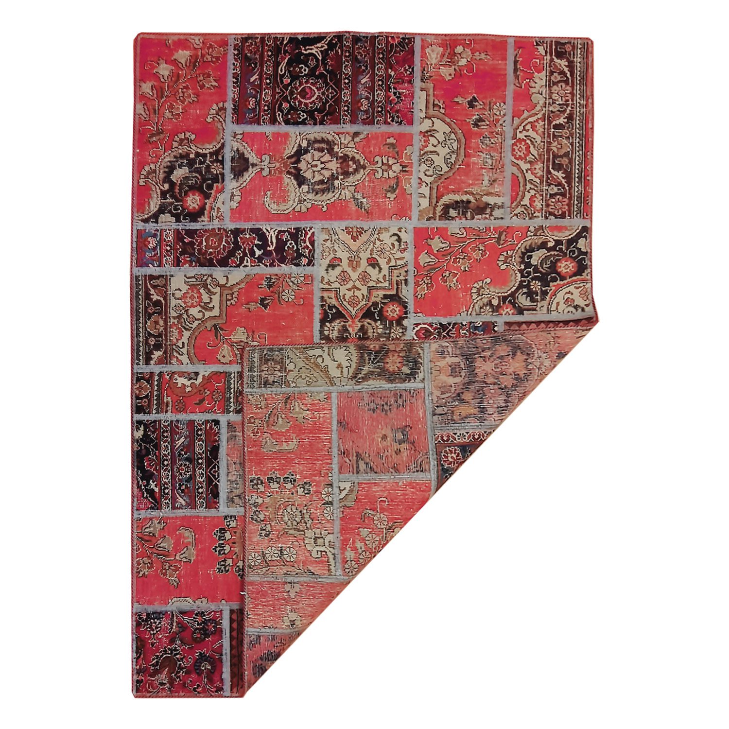 Price and Buy Vintage Persian Hand-Knotted Patchwork Carpet Magenta - Image 4