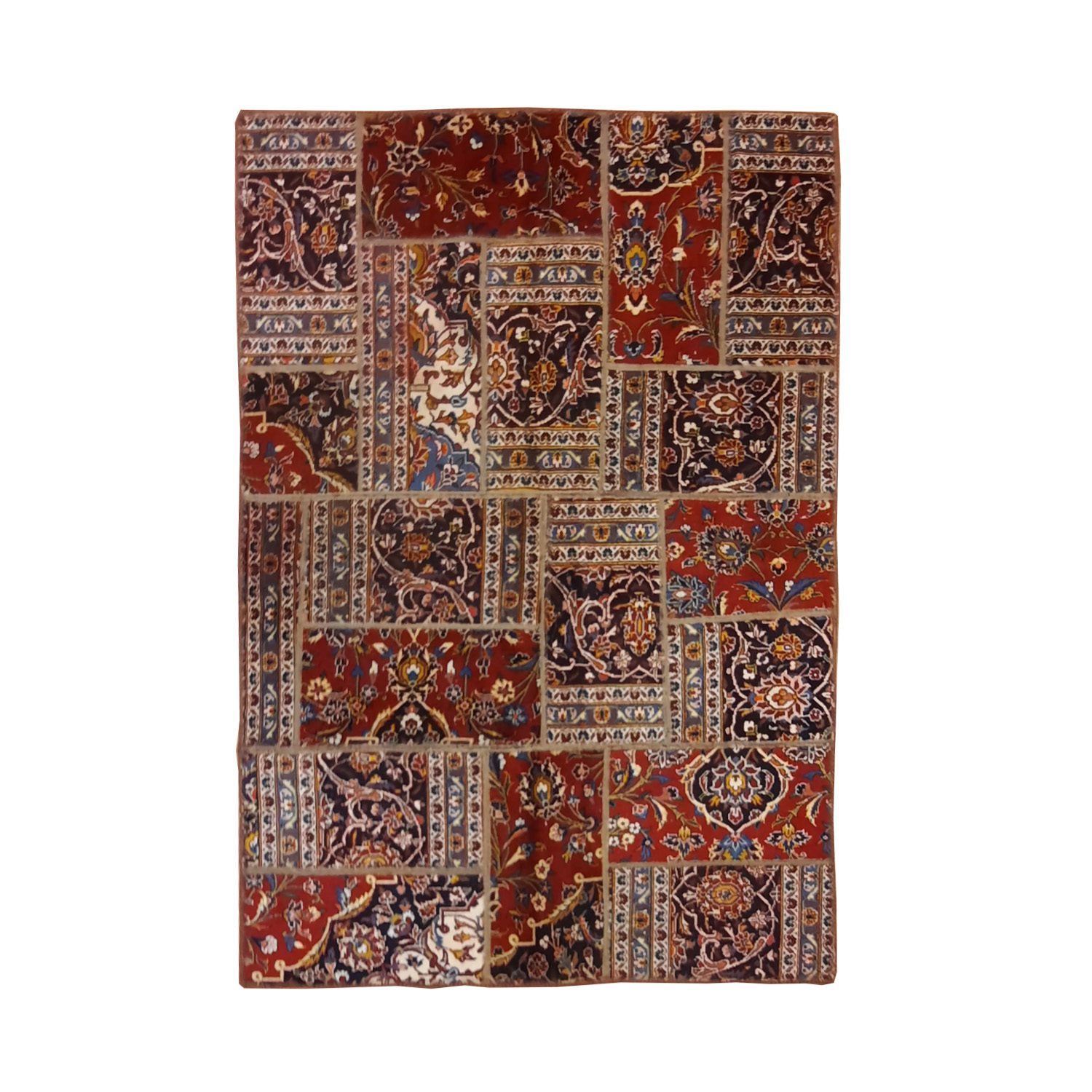 Price and Buy Vintage Persian Hand-Knotted Patchwork Carpet Maroon
