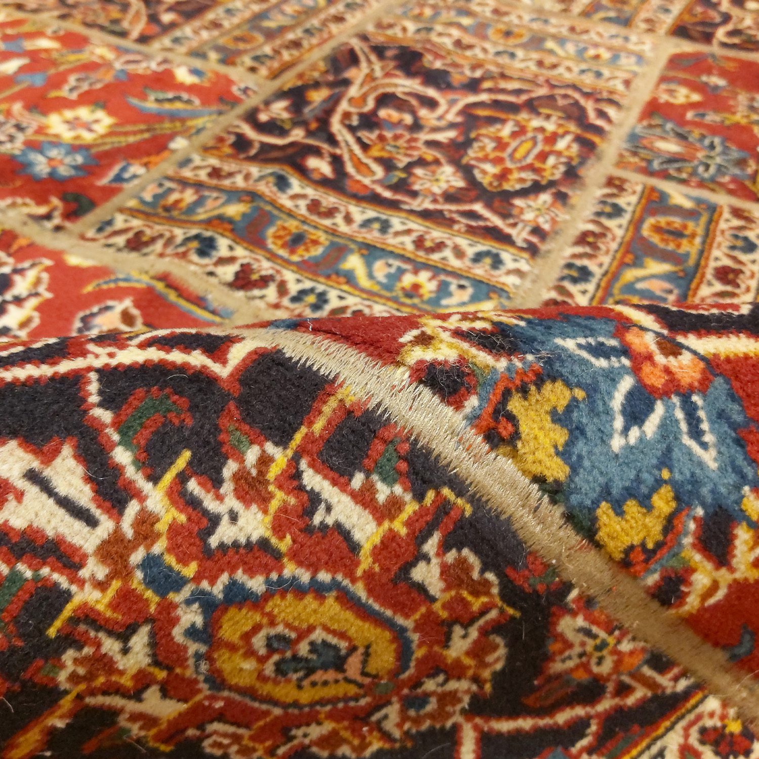 Price and Buy Vintage Persian Hand-Knotted Patchwork Carpet Maroon - Image 5