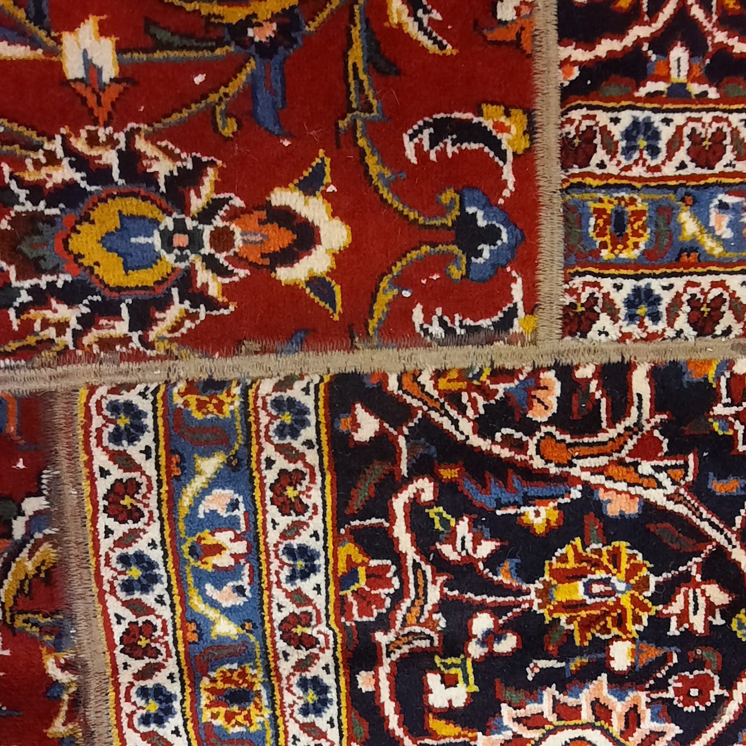 Price and Buy Vintage Persian Hand-Knotted Patchwork Carpet Maroon - Image 6