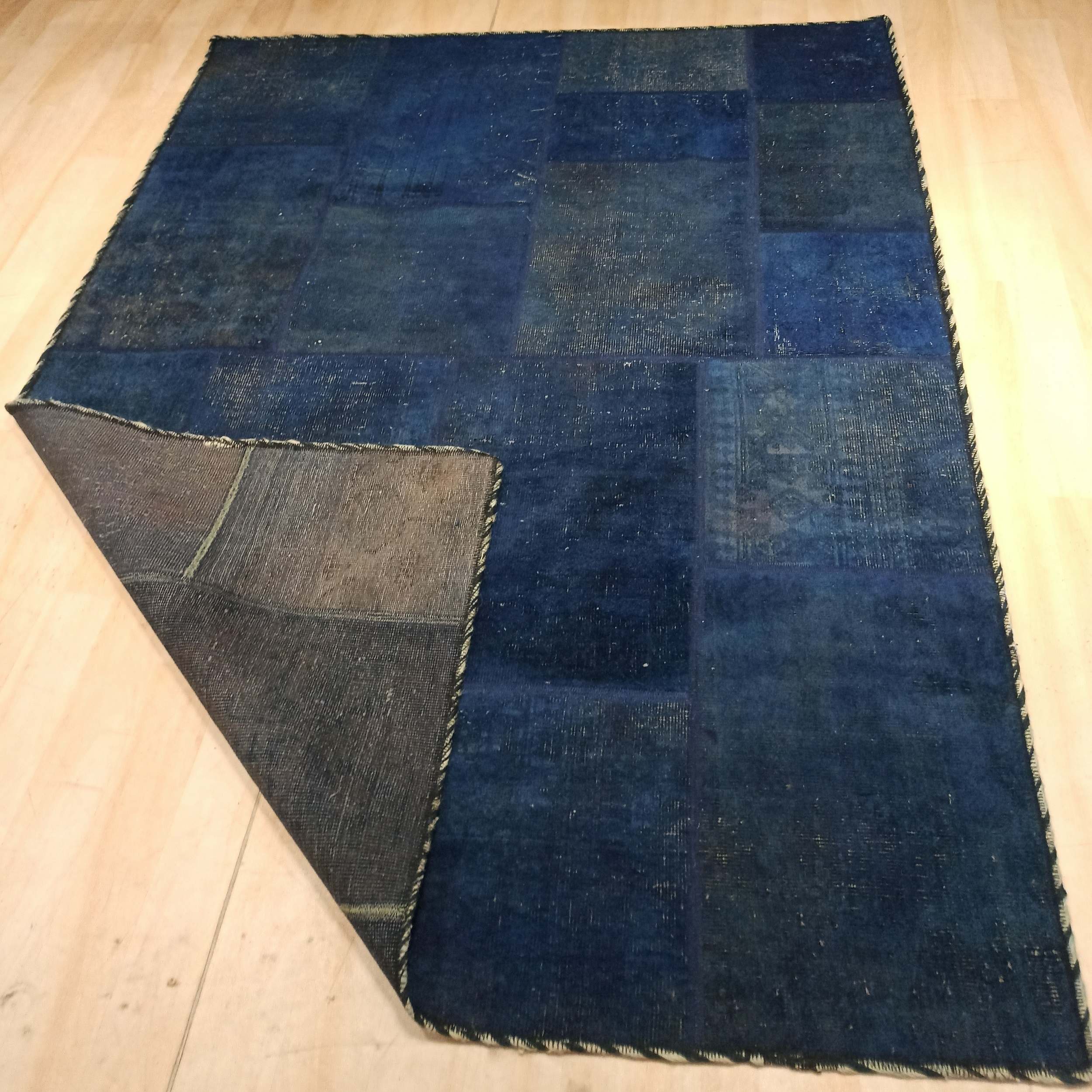 Price and Buy Vintage Persian Hand-Knotted Patchwork Carpet Navy Blue - Image 5