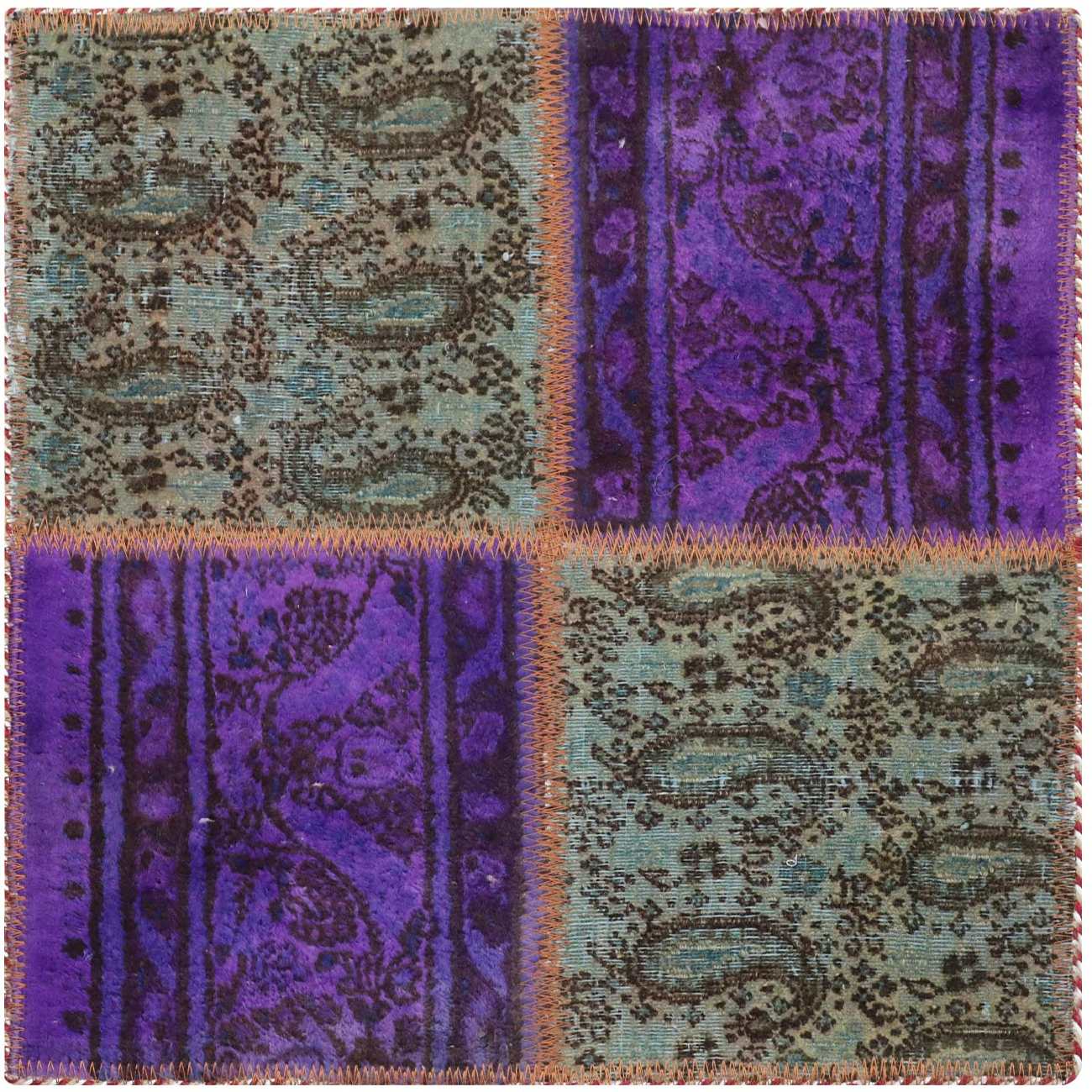 Price and Buy Vintage Persian Hand-Knotted Patchwork Carpet Paisley Purple - Image 4