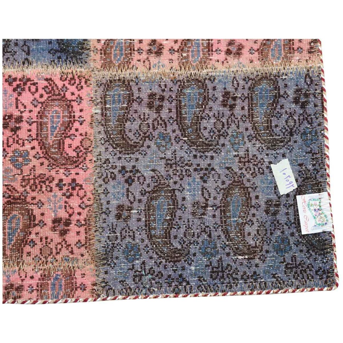 Price and Buy Vintage Persian Hand-Knotted Patchwork Carpet Pink - Image 3