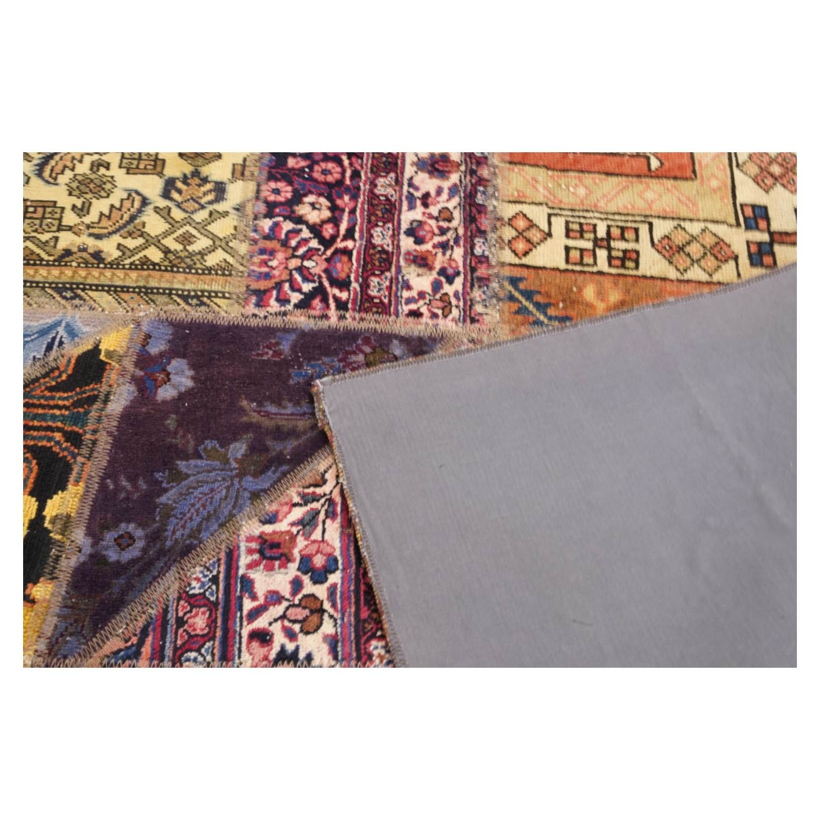 Price and Buy Vintage Persian Hand-Knotted Patchwork Carpet Red - Image 3