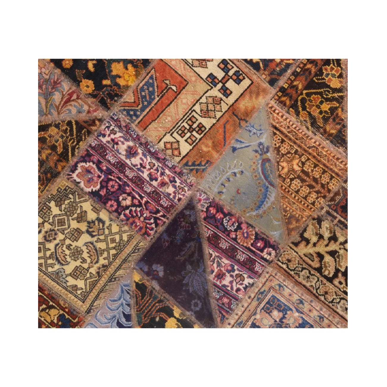 Price and Buy Vintage Persian Hand-Knotted Patchwork Carpet Red - Image 4