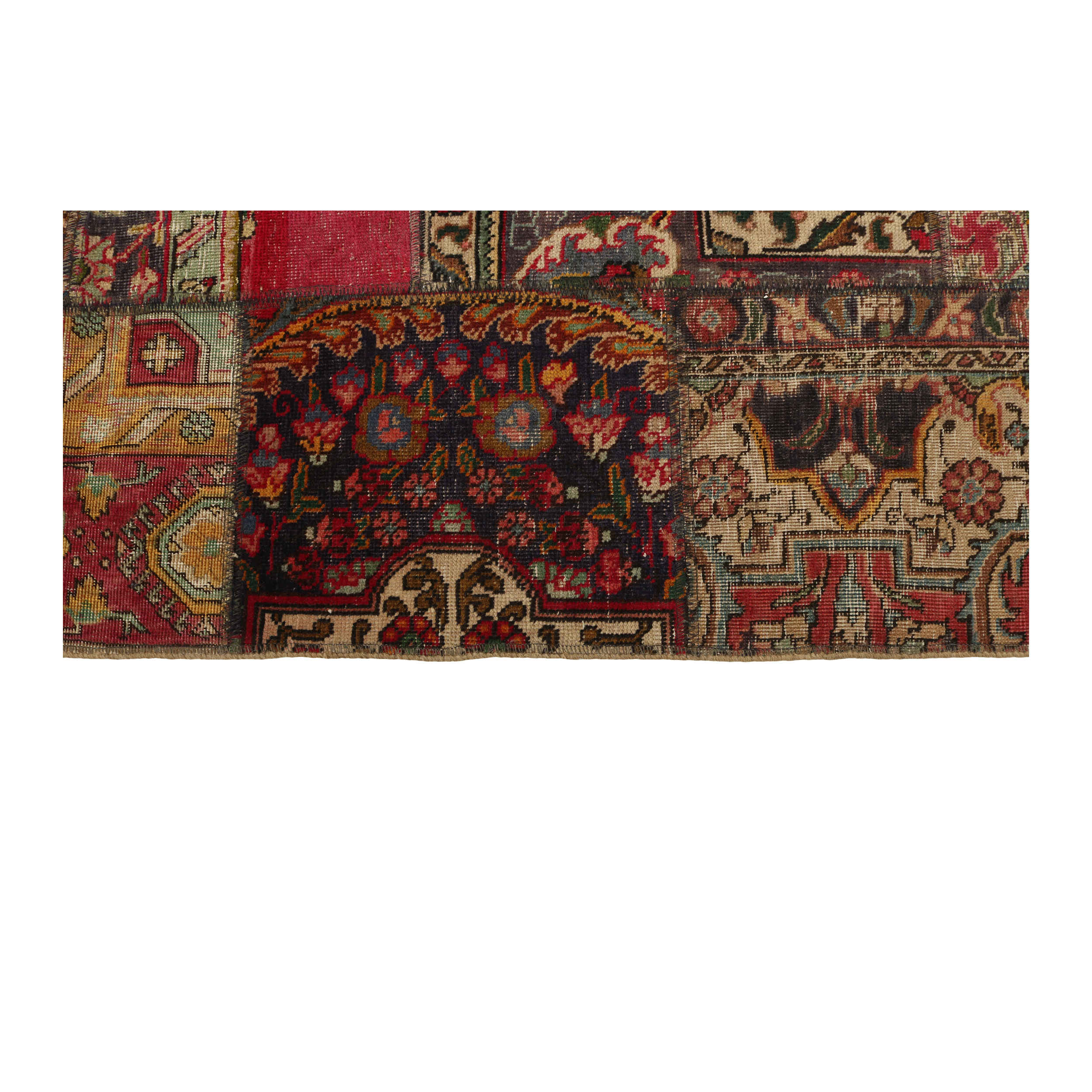 Price and Buy Vintage Persian Hand-Knotted Patchwork Carpet Red - Image 5