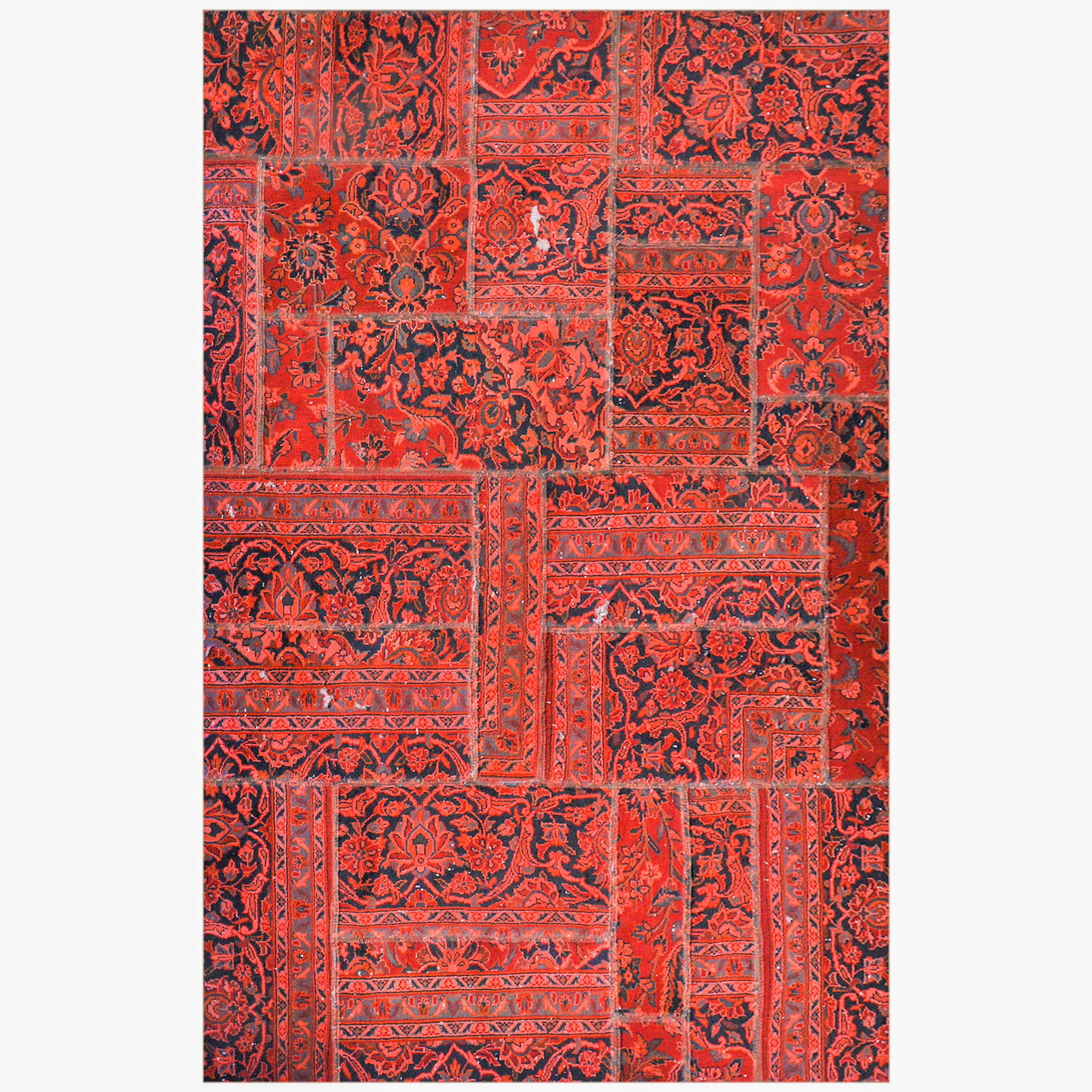 Price and Buy Vintage Persian Hand-Knotted Patchwork Carpet Red
