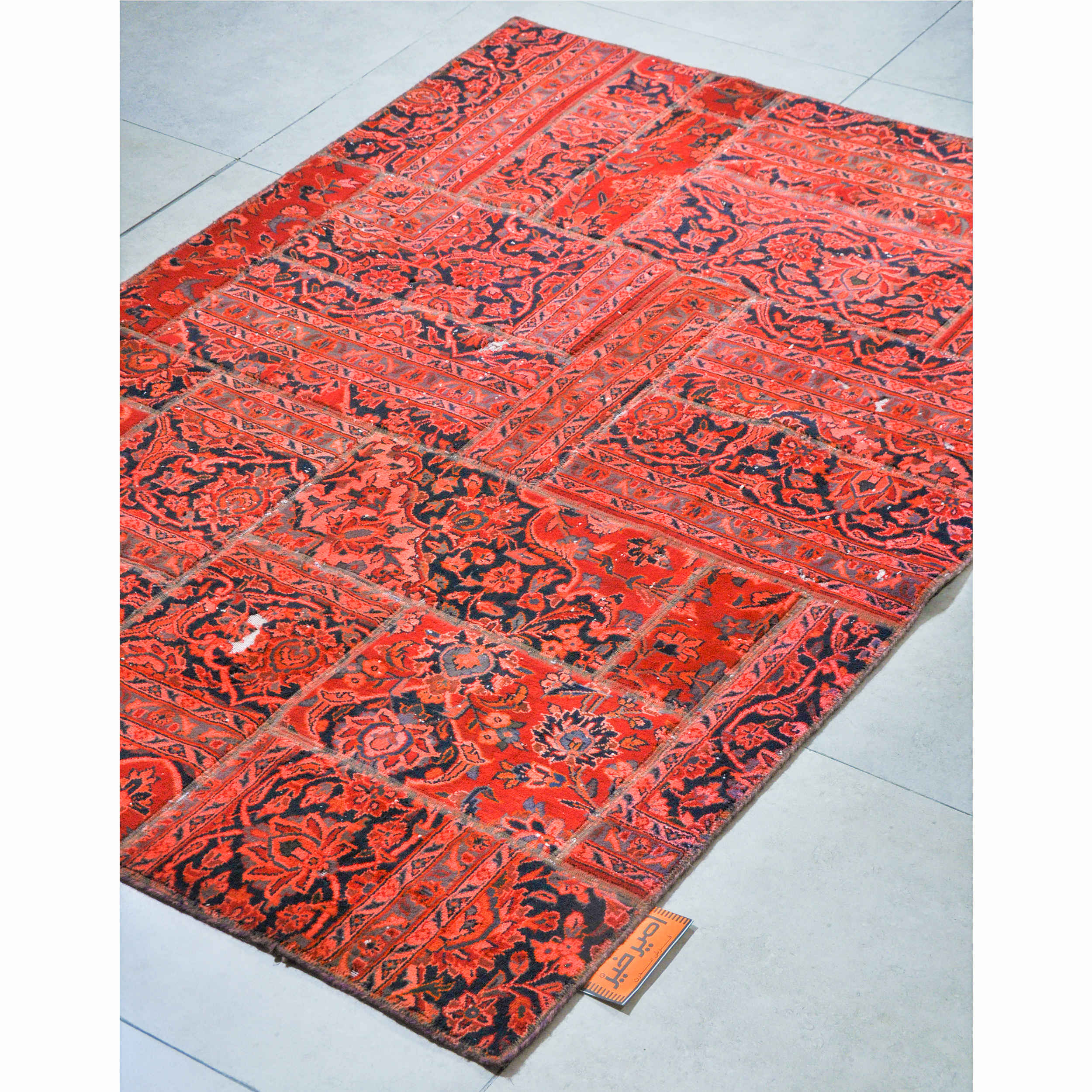 Price and Buy Vintage Persian Hand-Knotted Patchwork Carpet Red - Image 3