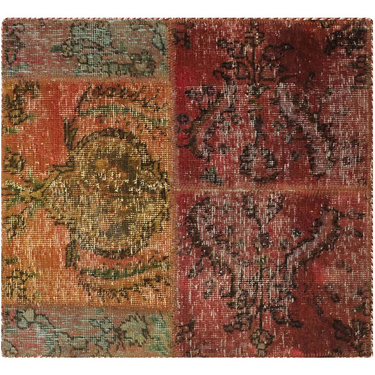 Price and Buy Vintage Persian Hand-Knotted Patchwork Carpet Red - Image 4