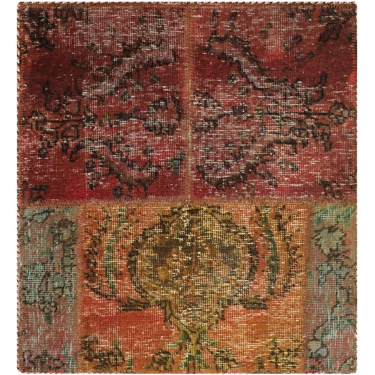 Price and Buy Vintage Persian Hand-Knotted Patchwork Carpet Red - Image 5