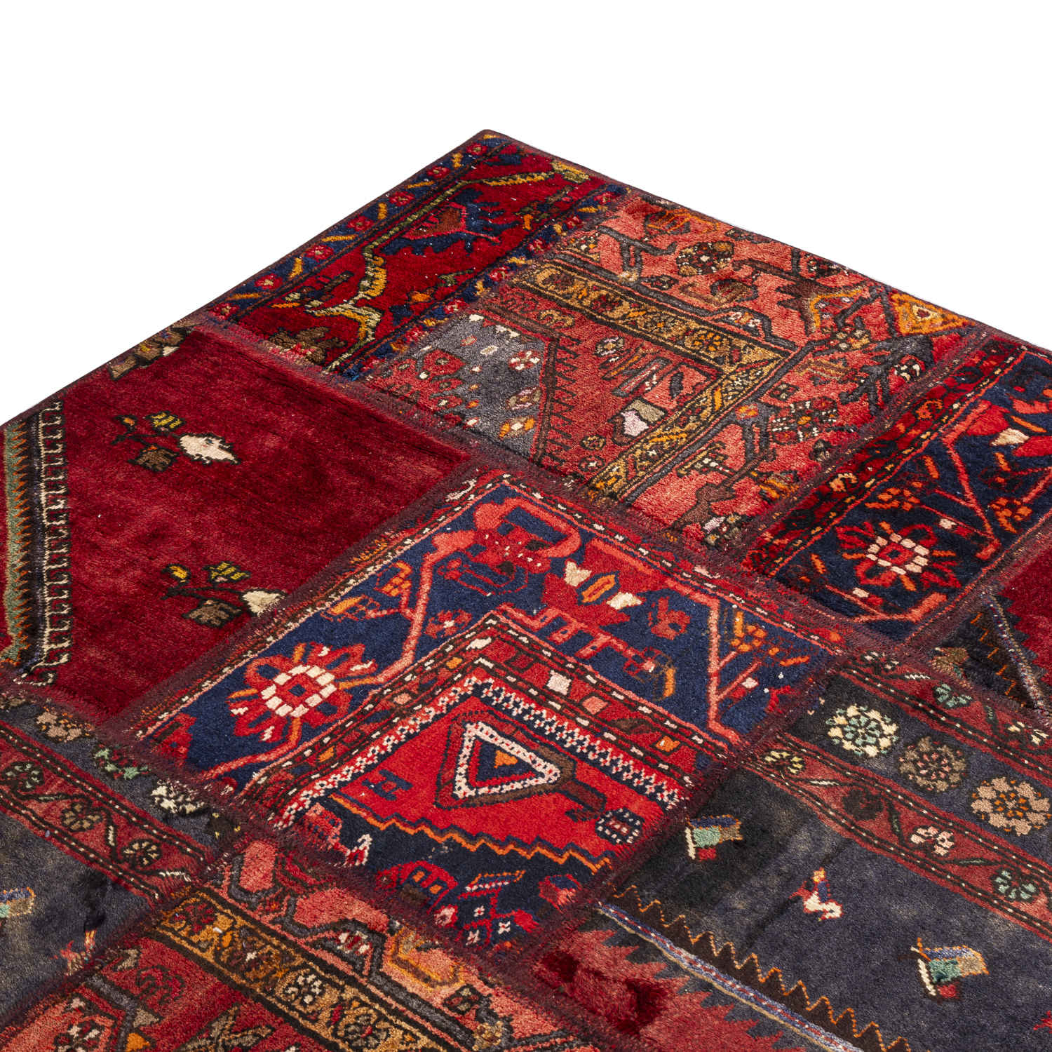 Price and Buy Vintage Persian Hand-Knotted Patchwork Carpet Red - Image 4