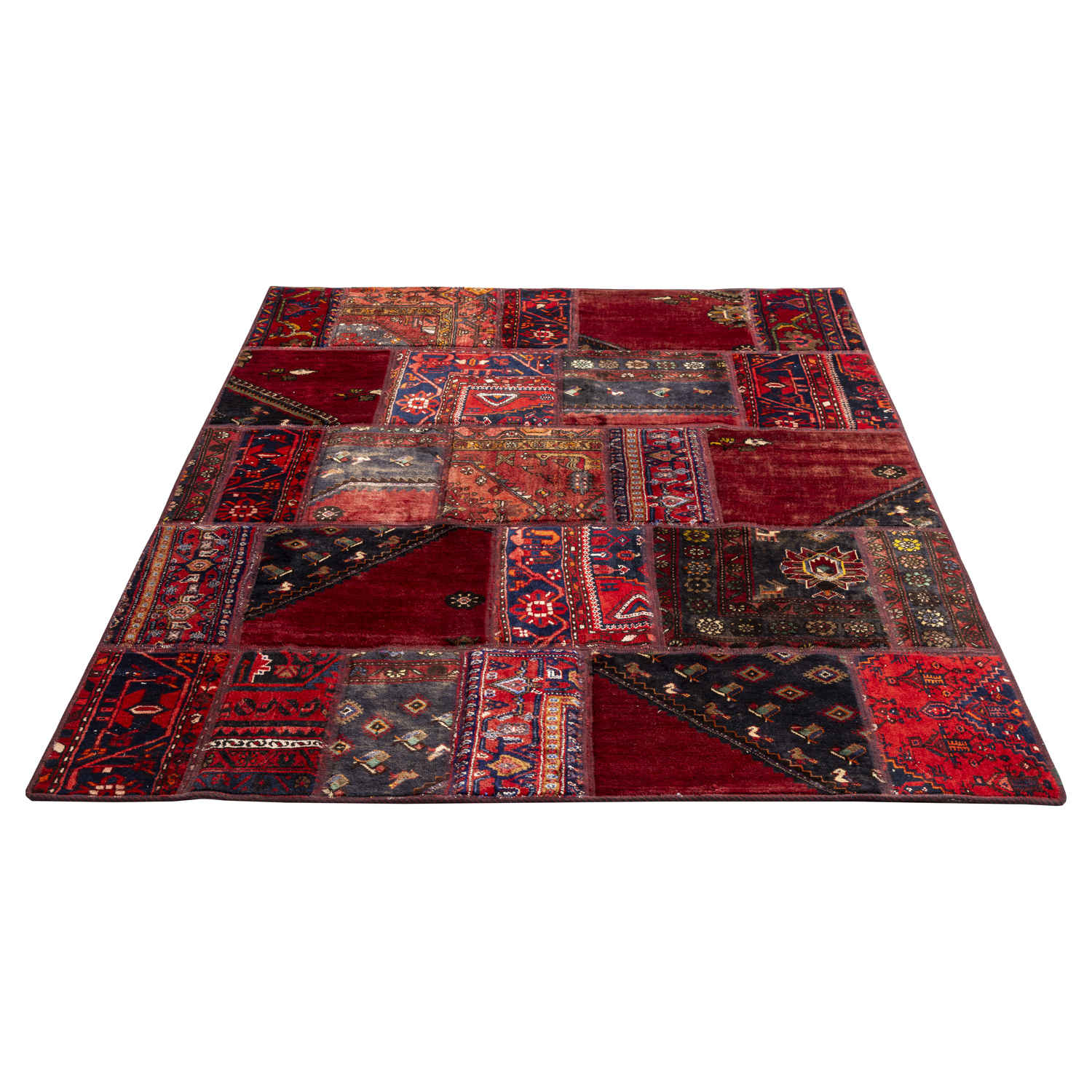 Price and Buy Vintage Persian Hand-Knotted Patchwork Carpet Red - Image 5