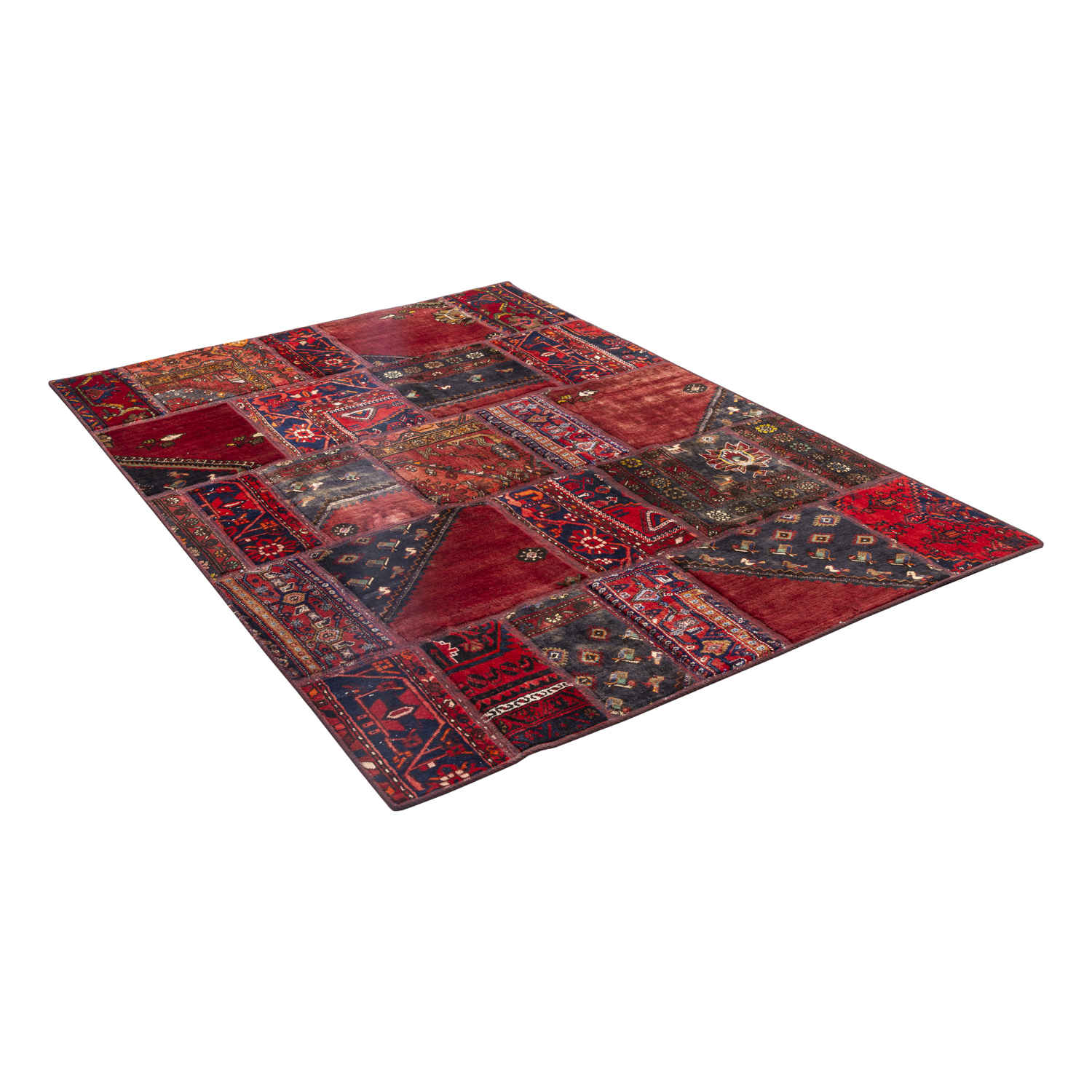 Price and Buy Vintage Persian Hand-Knotted Patchwork Carpet Red - Image 7