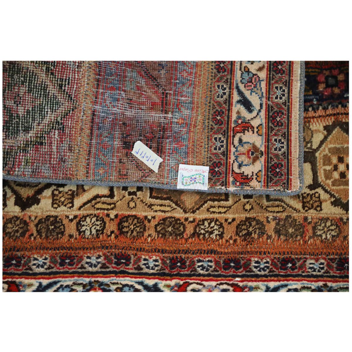Price and Buy Vintage Persian Hand-Knotted Patchwork Carpet Striped - Image 6