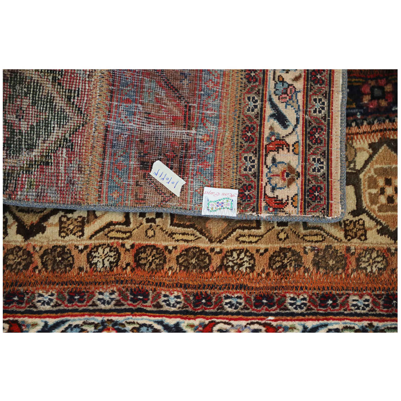 Price and Buy Vintage Persian Hand-Knotted Patchwork Carpet Striped - Image 6