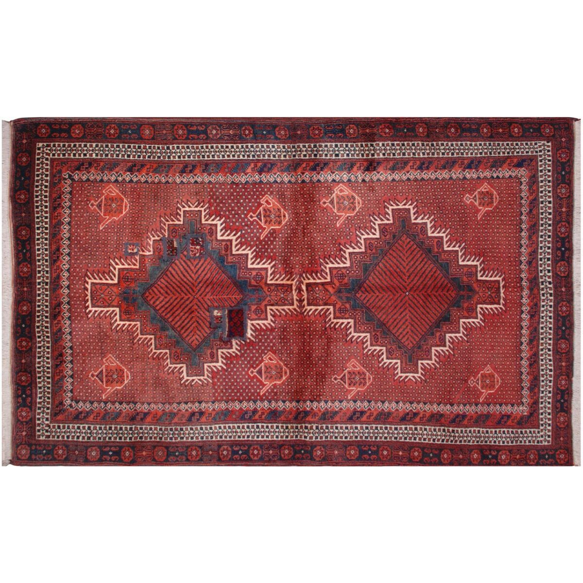 Price and Buy Vintage Persian Hand-Knotted Patchwork Carpet Tribal Red - Image 3