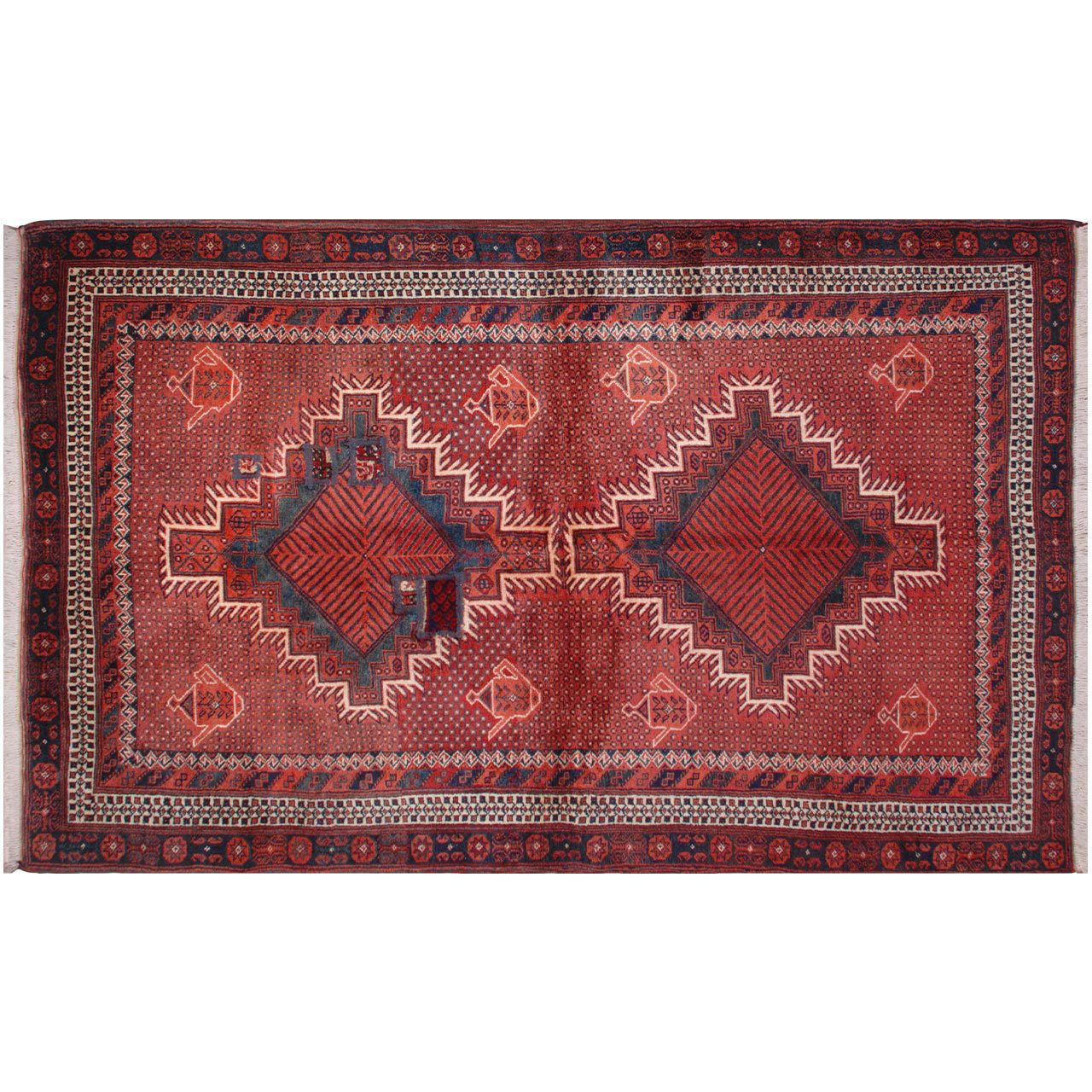 Price and Buy Vintage Persian Hand-Knotted Patchwork Carpet Tribal Red - Image 3
