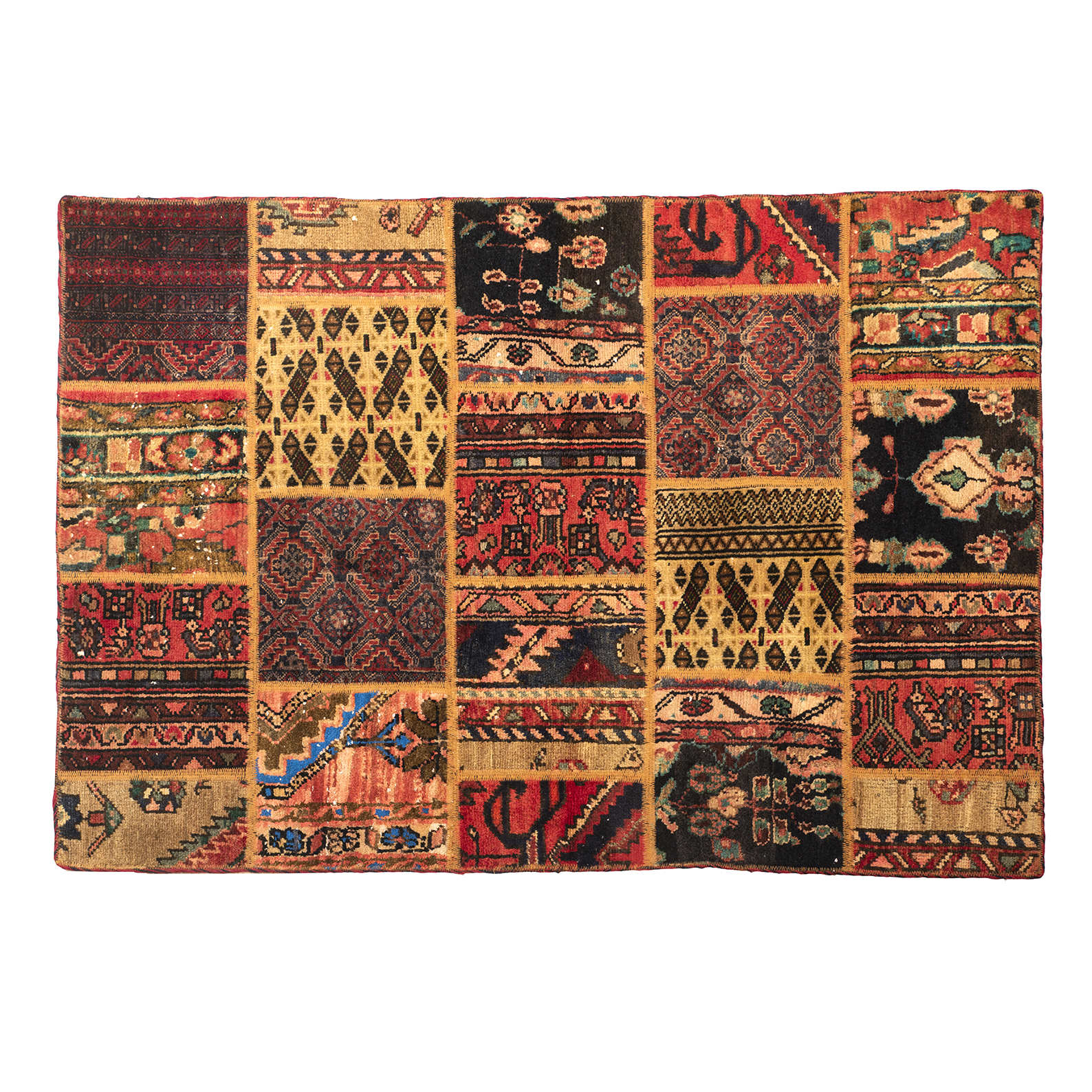 Price and Buy Vintage Persian Hand-Knotted Patchwork Carpet Yellow