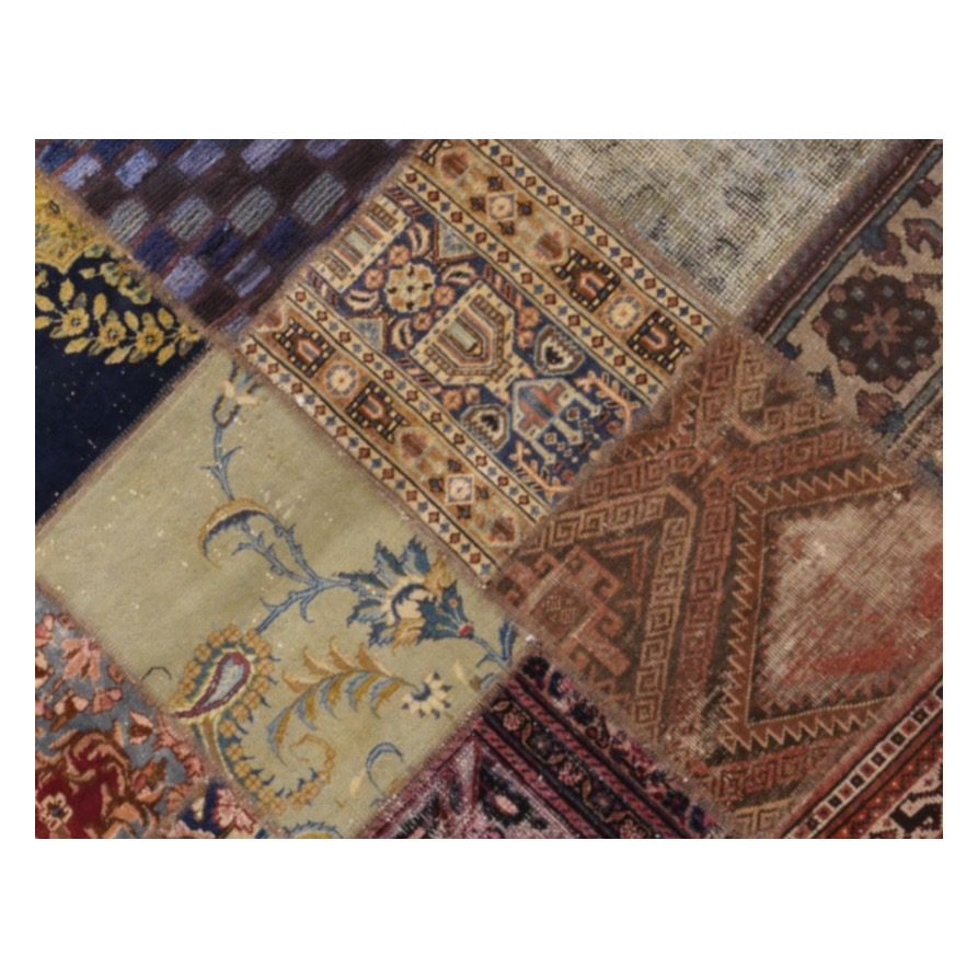 Price and Buy Vintage Persian Hand-Knotted Patchwork Carpet - Image 3