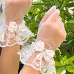 Price and Buy Wedding White Lace Gloves with Ruffles and Bow Suitable for Photoshoot & Ceremonies
