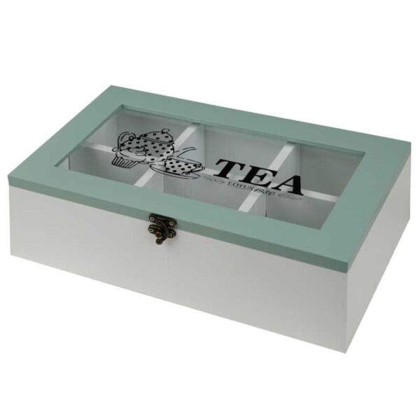 Price and Buy White and Turquoise 6-Compartment Tea Bag Holder_68fee32e08164.jpeg Price and Buy White and Turquoise 6-Compartment Tea Bag Holder