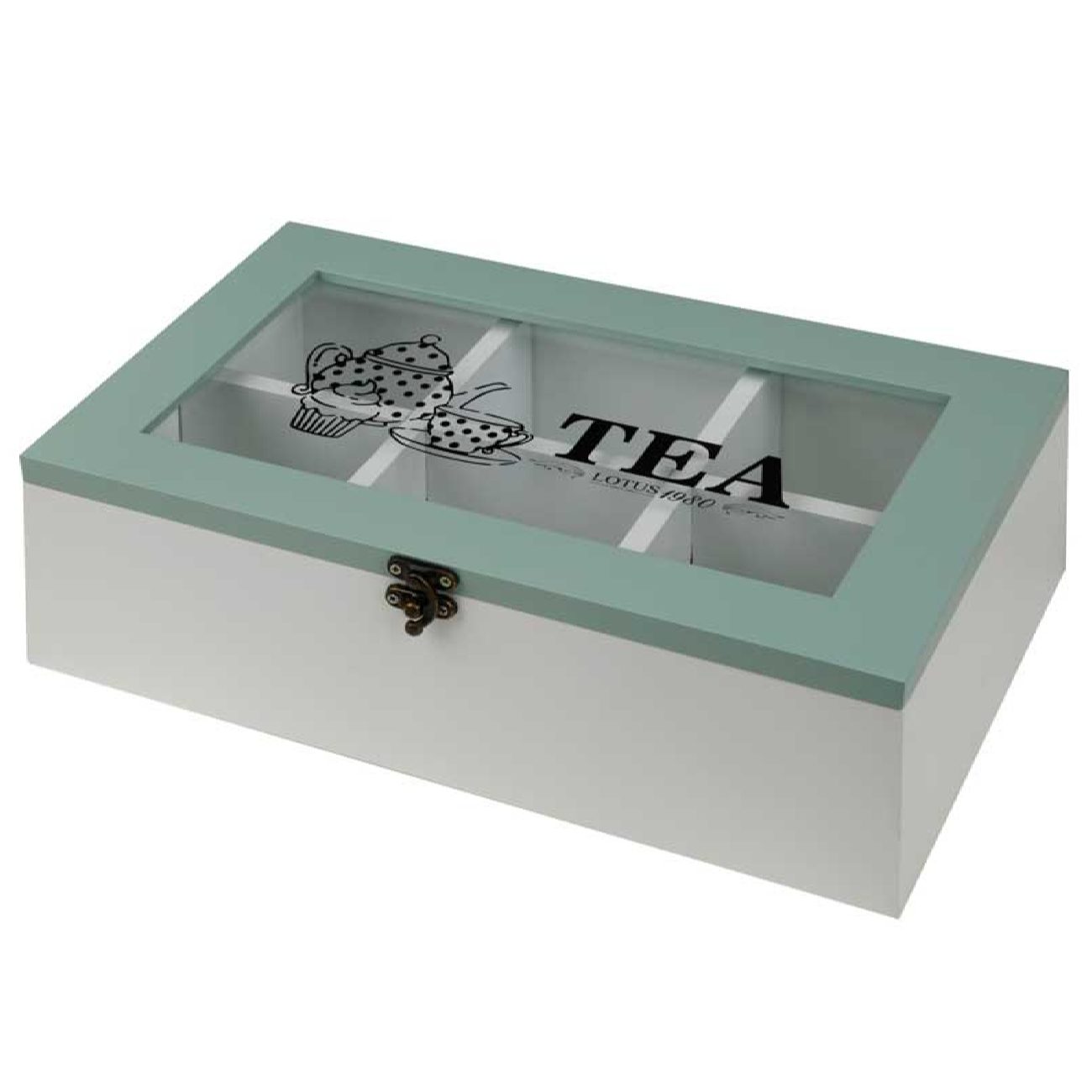 Price and Buy White and Turquoise 6-Compartment Tea Bag Holder