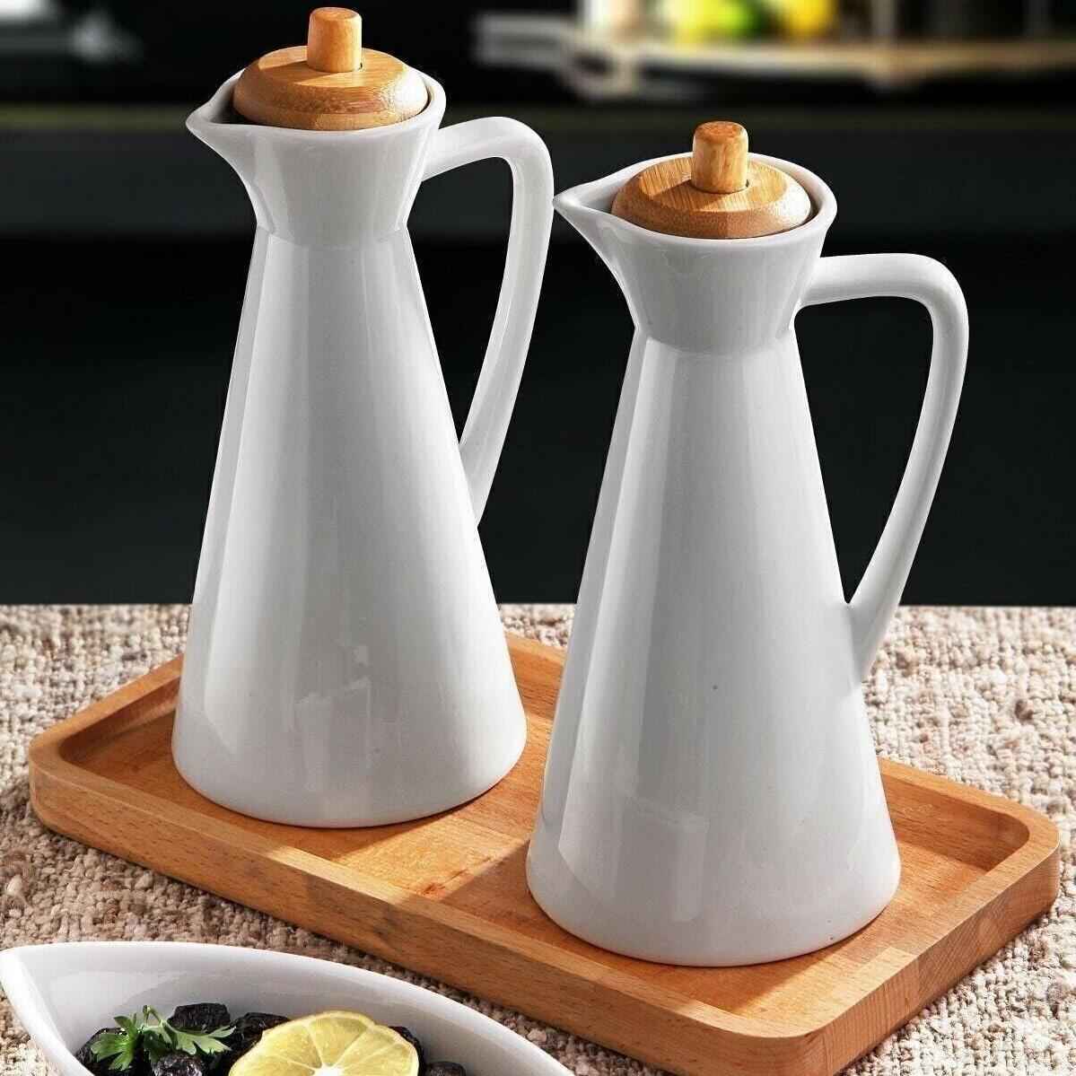Price and Buy White Ceramic Oil Dispenser Bottle with Lid 800ml Capacity - Image 3