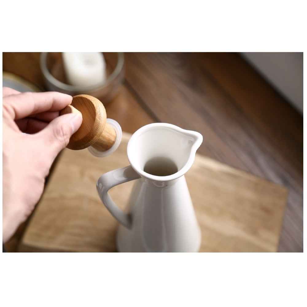 Price and Buy White Ceramic Oil Dispenser Bottle with Lid 800ml Capacity - Image 4