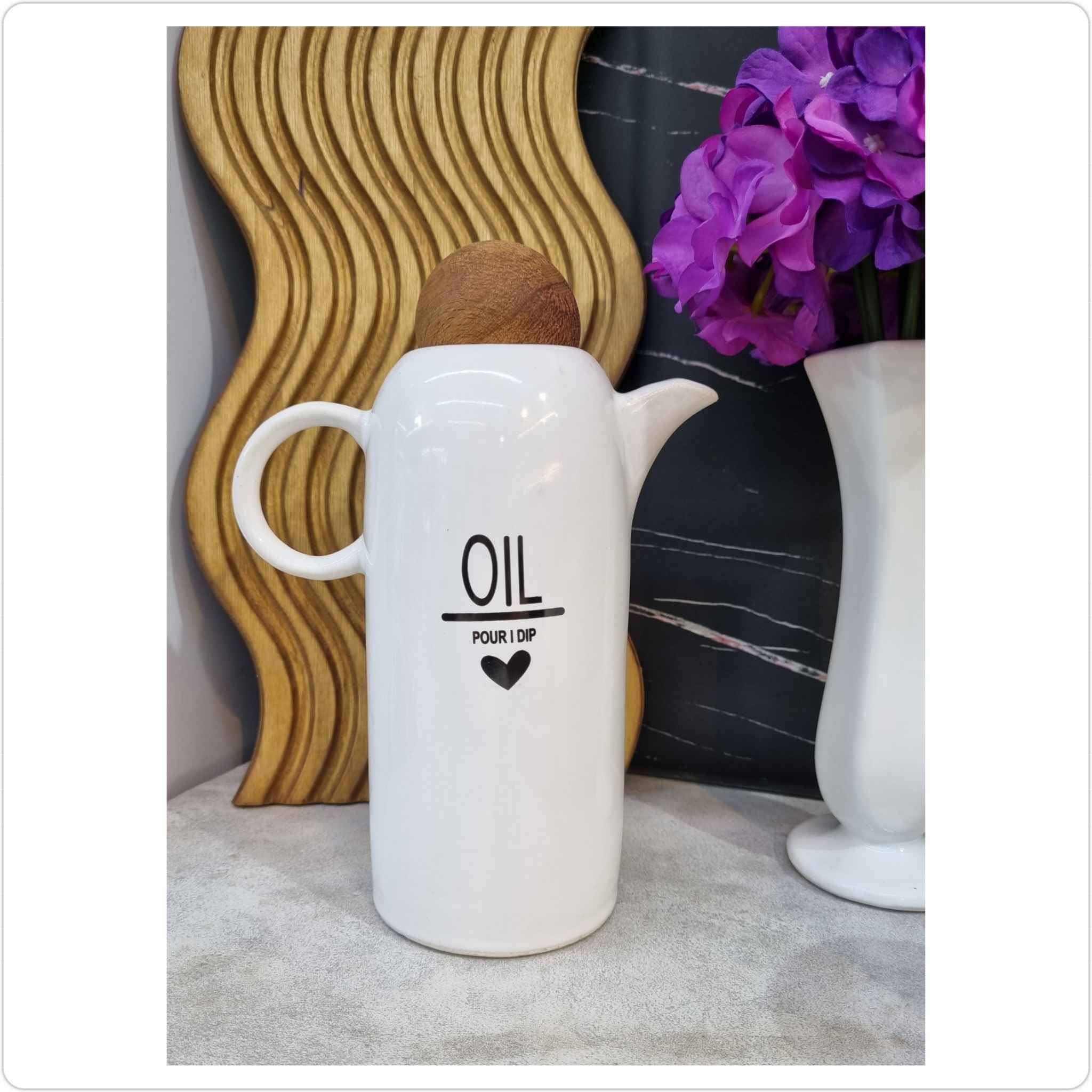 Price and Buy White Ceramic Oil Dispenser Bottle with Lid for Unique Kitchen Decor - Image 3