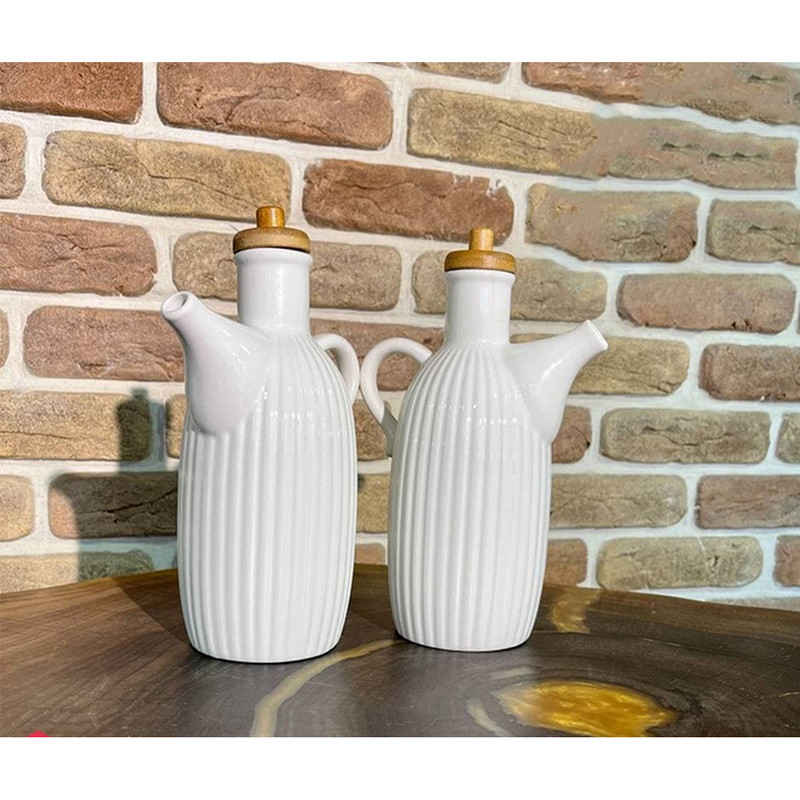 Price and Buy White Ceramic Oil Dispenser Dishwasher Safe Bottle with Lid - Image 3