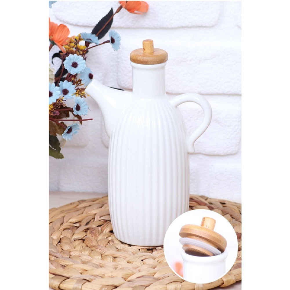Price and Buy White Ceramic Oil Dispenser Dishwasher Safe Bottle with Lid - Image 4
