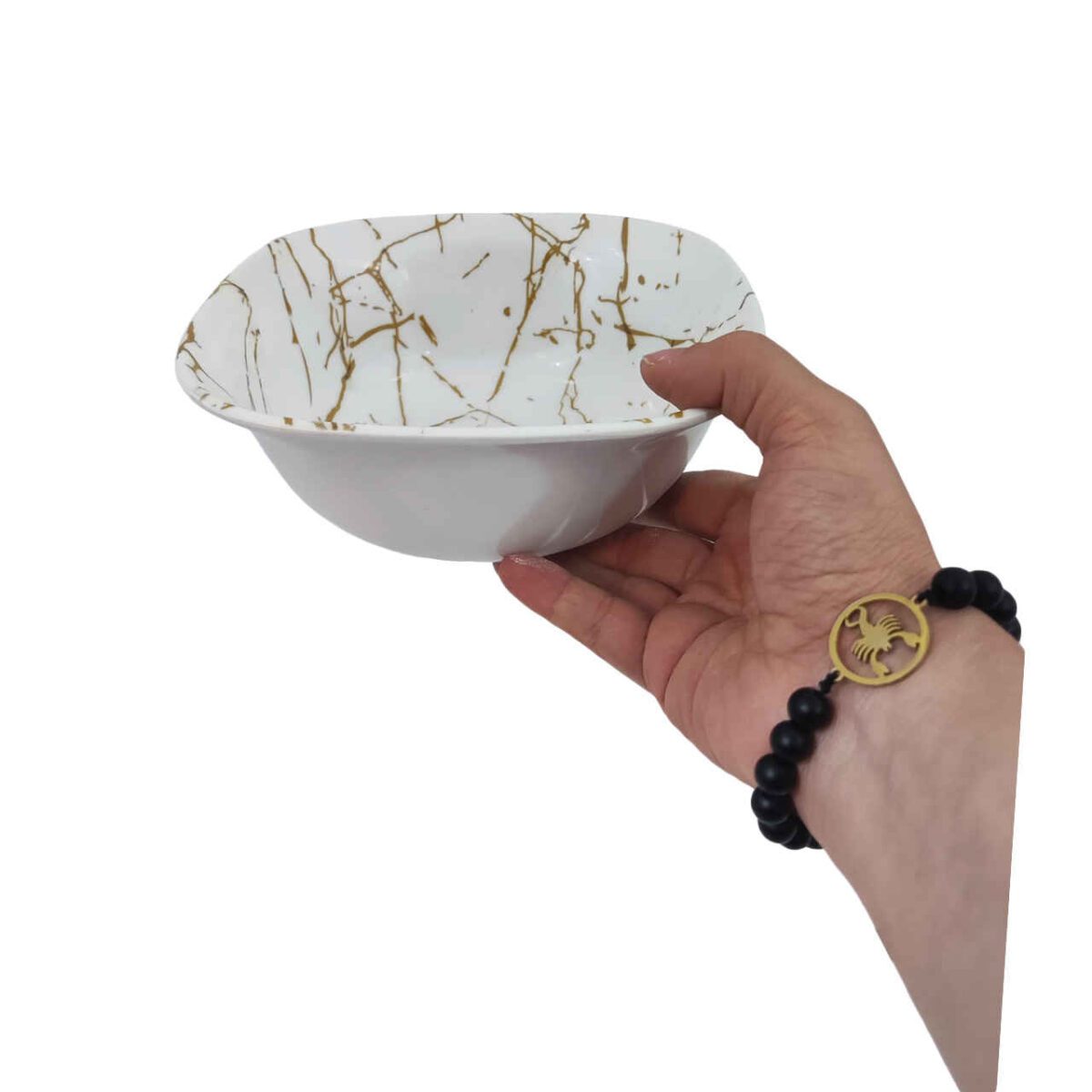 Price and Buy White Melamine Dinnerware Bowl Set, Square Shape – Marble Design (Set of 6) - Image 4