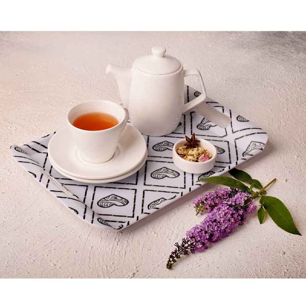 Price and Buy White Melamine Serving Tray with Handle Lightweight Heart Design - Image 4