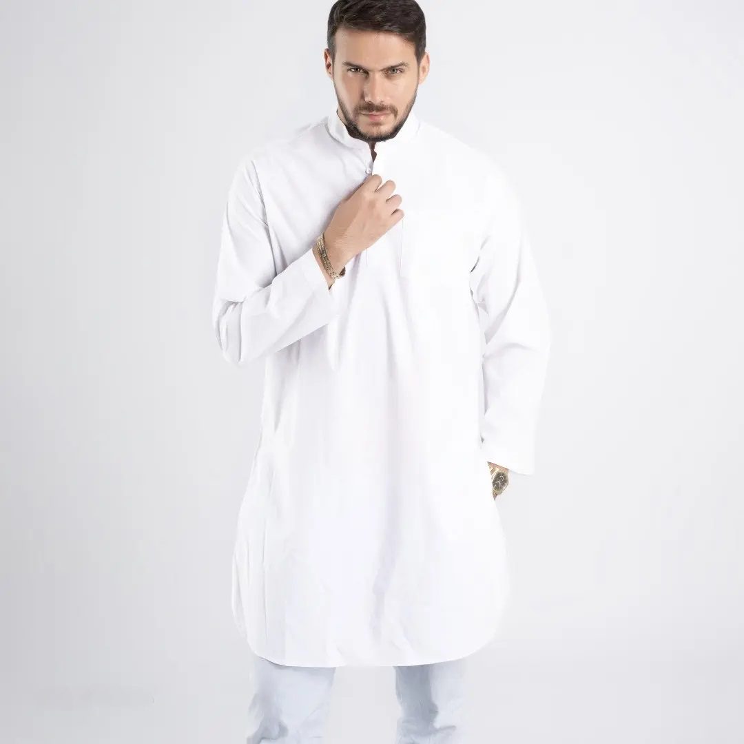 Price and Buy White Pakistani Kurta for Men – Traditional Long Shirt - Image 3