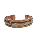 Price and Buy Wide Copper Bracelet with Silver and Gold Weave, Premium Quality