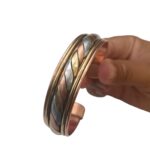 Price and Buy Wide Copper Bracelet with Silver and Gold Weave, Premium Quality - Image 3