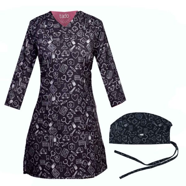 Price and Buy Women’s Black Medical Scrub Top & Cap Set – Coordinated & Elegant_68fdc7f8c2f54.jpeg Price and Buy Women’s Black Medical Scrub Top & Cap Set – Coordinated & Elegant