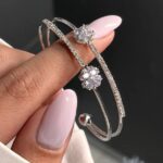 Price and Buy Women’s Double-Line Cuff Bracelet for Women, Full-Stone with Flower Design