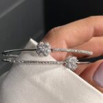 Price and Buy Women’s Double-Line Cuff Bracelet for Women, Full-Stone with Flower Design - Image 3