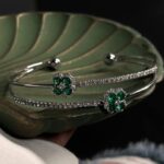 Price and Buy Women’s Double-Line Cuff Bracelet for Women, Full-Stone with Flower Design - Image 5