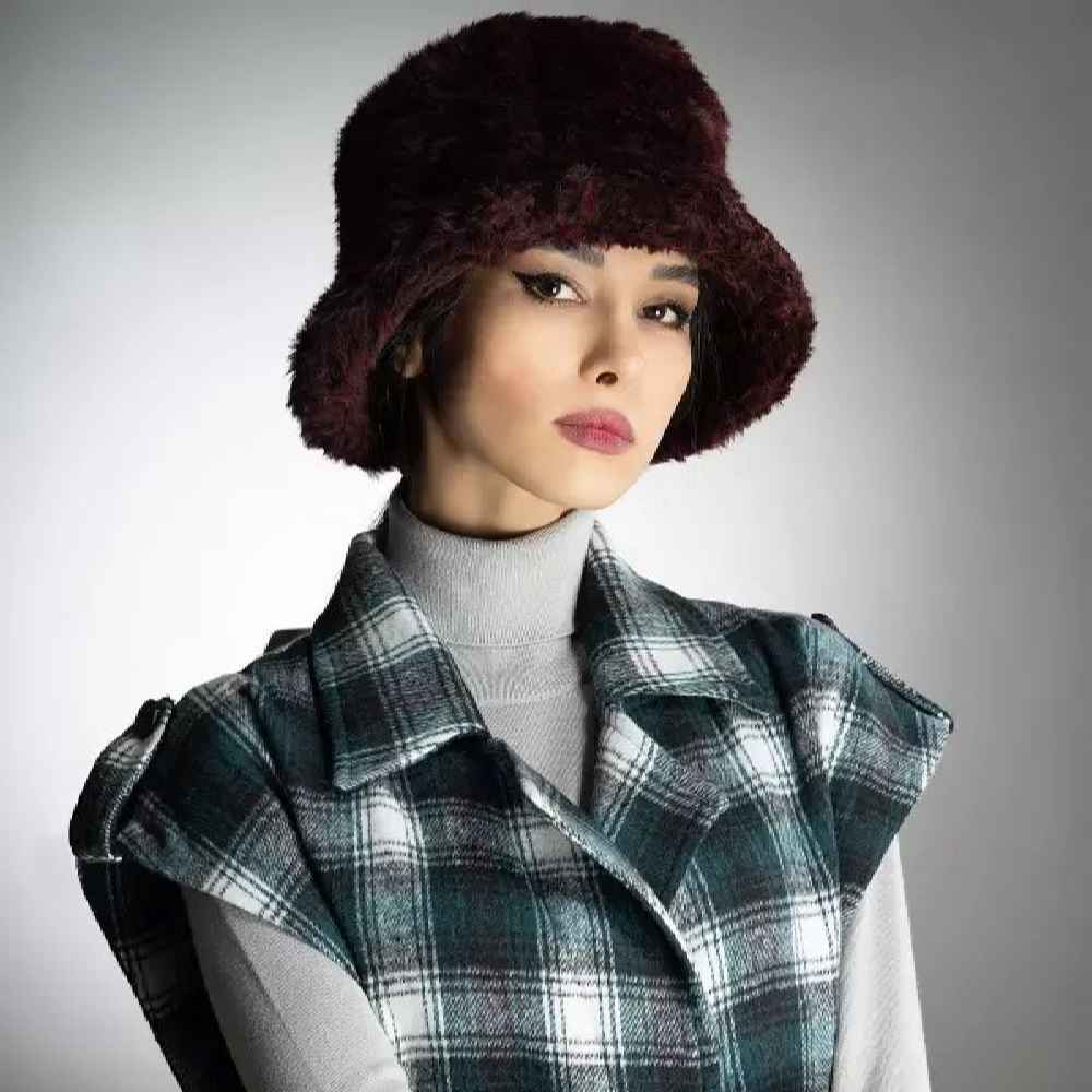 Price and Buy Women’s Faux Fur Bucket Hat – Model Simple Pink - Image 3