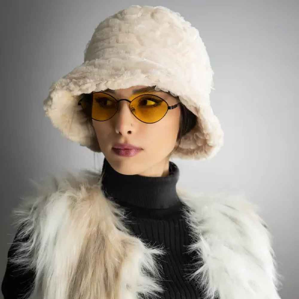Price and Buy Women’s Fluffy Faux Fur Bucket Hat – Model Patchwork - Image 3