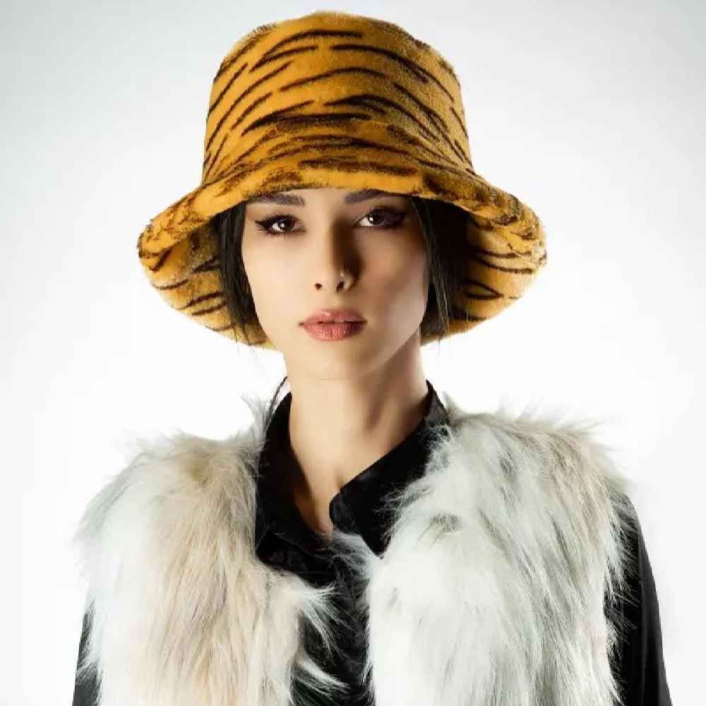 Price and Buy Women’s Fluffy Faux Fur Bucket Hat – Model Tiger
