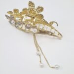 Price and Buy Women’s Hair Claw – Metal Five-Petal Flower Design with Dangle Charm - Image 5