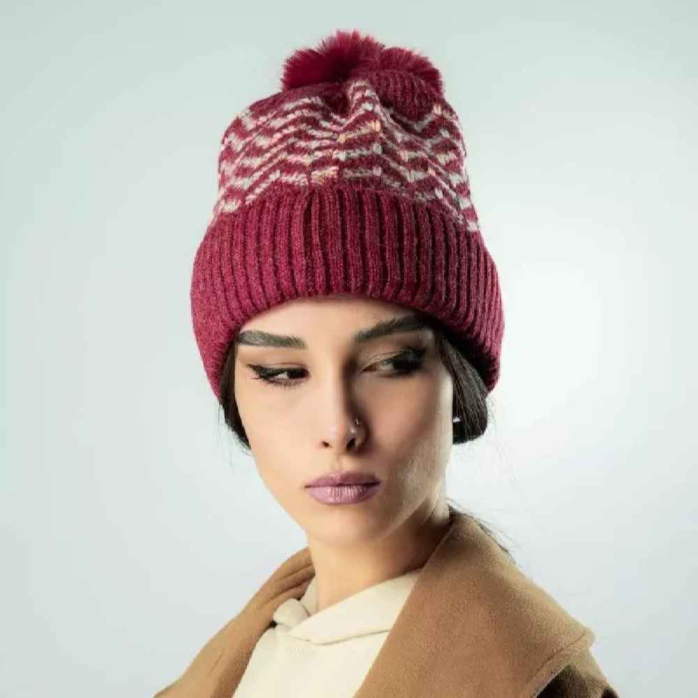 Price and Buy Women’s Knitted Winter Beanie – Model Zigzag - Image 4