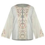 Price and Buy Women’s Linen Manto, Hand-Embroidered with Sequins, Indian Style in Cream
