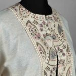 Price and Buy Women’s Linen Manto, Hand-Embroidered with Sequins, Indian Style in Cream - Image 3