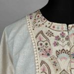 Price and Buy Women’s Linen Manto, Hand-Embroidered with Sequins, Indian Style in Cream - Image 4